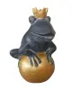 Product image 5 of the product “Frog Prince sitting on ball, approx. 30cm height, cast stone, hollow, handcrafted & coloured ”